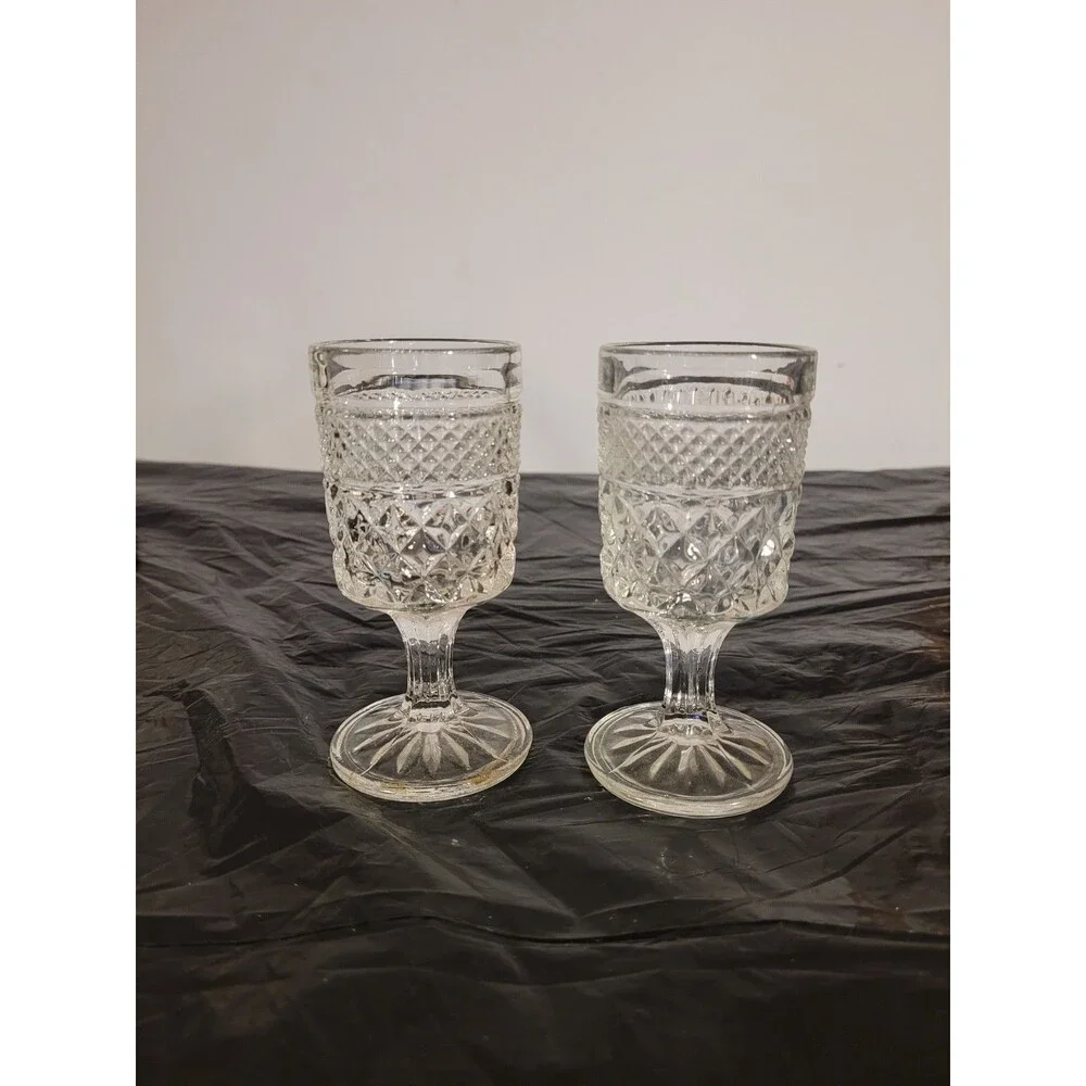 Two Anchor Hocking Wexford Diamond Glass 4.5